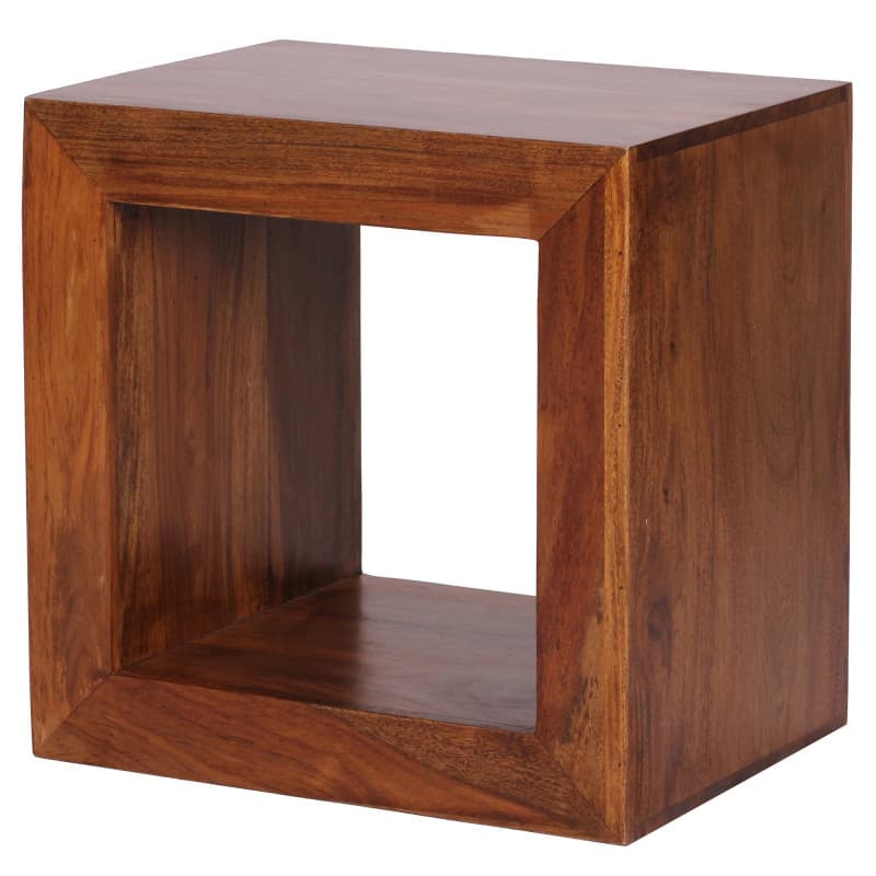 FineBuy Étagère Debout Bois Massif Sheesham 44 x 44 x 33 cm étagère Petite carré | Étagère en Bois véritable Cube - Table d'appo