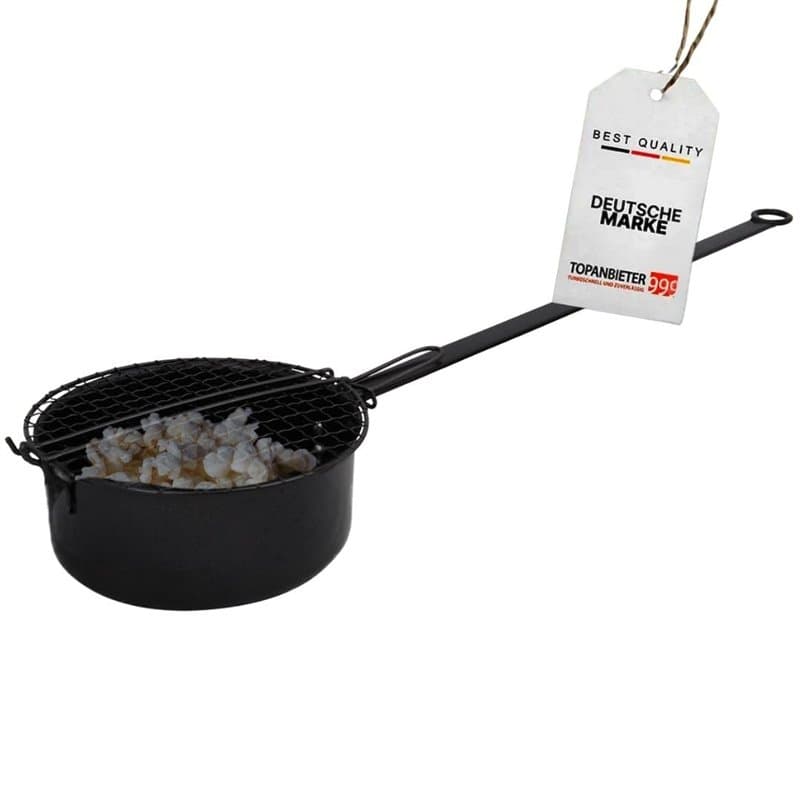TOPANBIETER999 - Poêle à pop-corn pour feu de camp et barbecue - En acier au carbone - Avec long manche et couvercle grillagé -