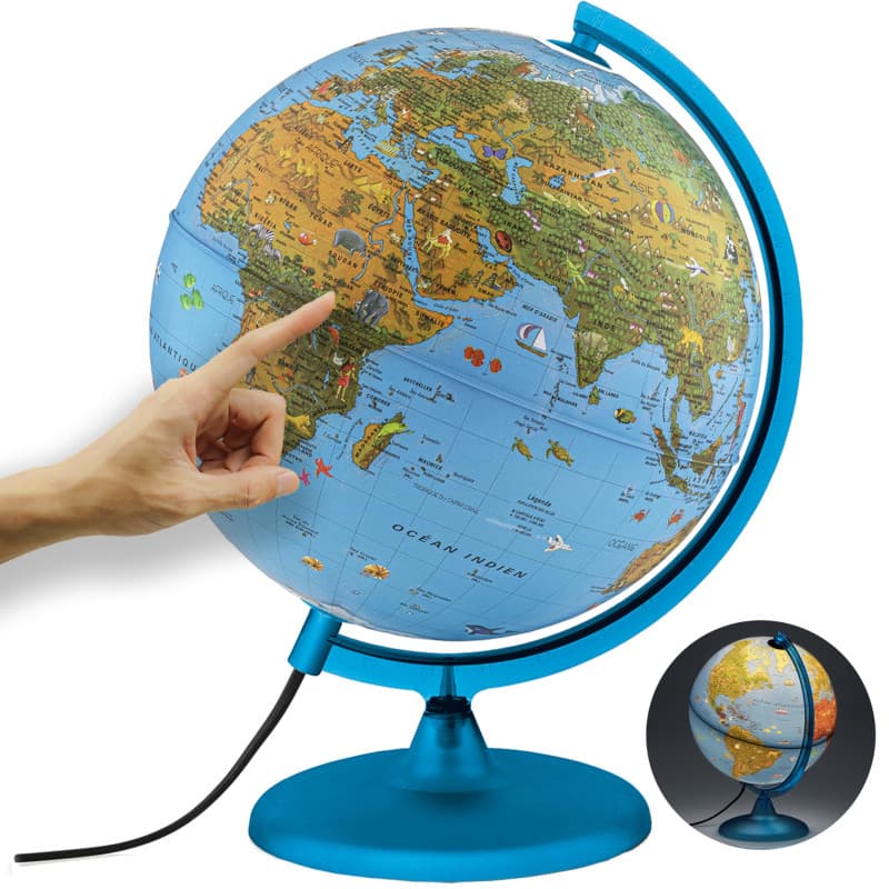 ORBIT Globes & Maps - Globe pour enfants - Globe de 30cm avec pied en plastique anti-choc, cartographie avec de nombreuses illus