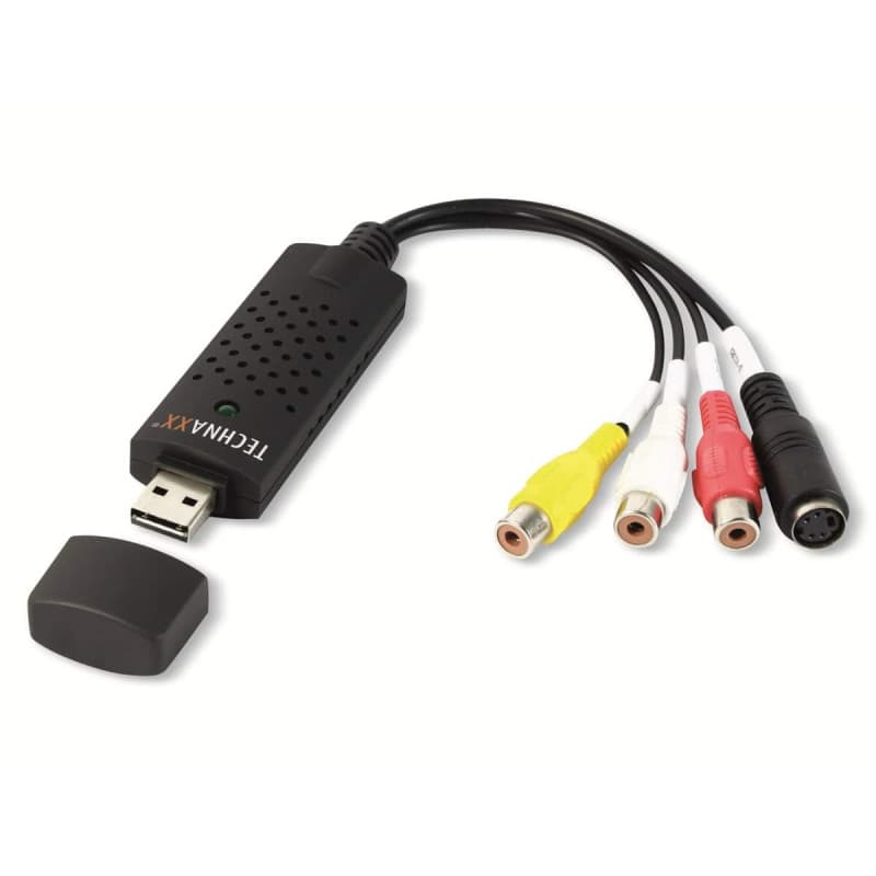 Technaxx Vidéo Grabber USB 2.0 Carte de Capture – Conversion Hi8, VHS en DVD Numérique pour PC Windows, avec Logiciel de Montage