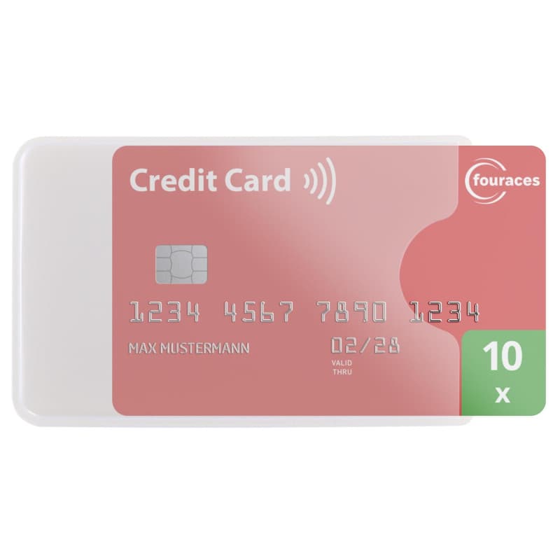 fouraces Protege Carte bancaire - 10 pièces - Transparent - étui Rigide pour Carte navigo, Carte Bleu, Porte-Carte, pour Porte M