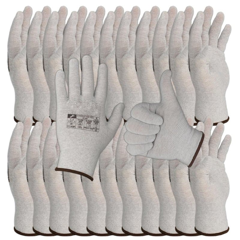 Minadax ESD Lot de 12 paires de gants antistatiques fins Taille S/7 Pour réparation, montage et nettoyage en électronique, mécan