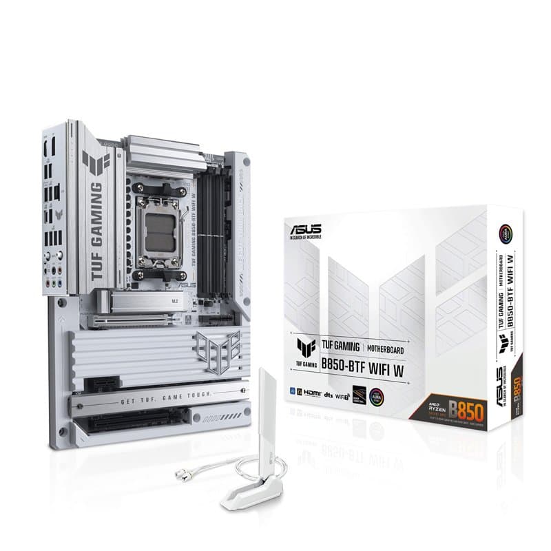 ASUS TUF Gaming B850-BTF WiFi W, Carte mère AMD ATX, 14+2+1 Phases d'alimentation, Fente DDR5, PCIe 5.0 Ready, 3 emplacements M.