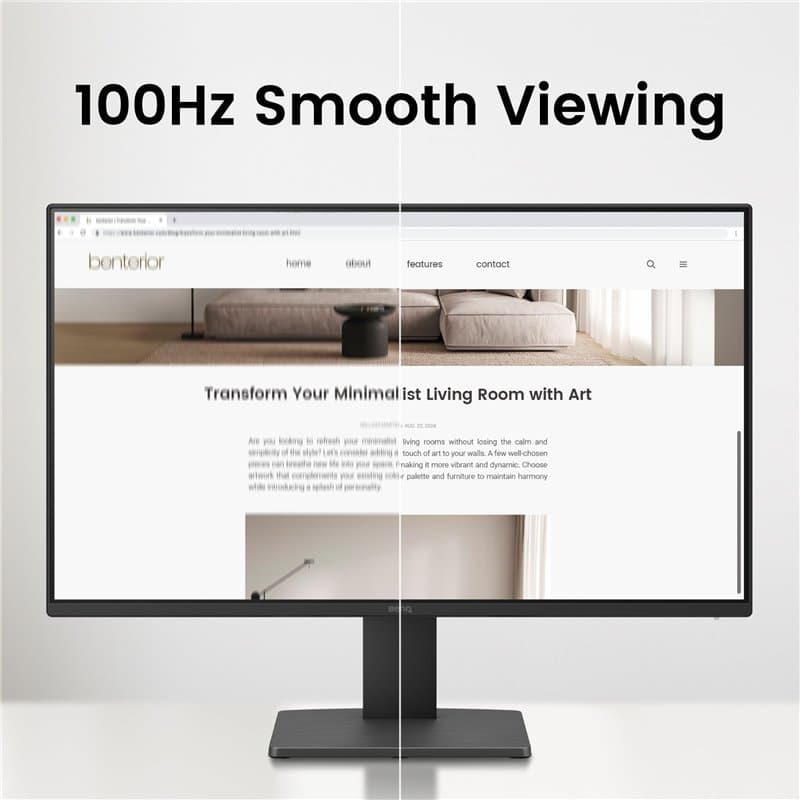 BenQ Moniteur GW2491 23.8" 1080p FHD, 100 Hz, IPS, Eye-Care, HDMI, Display Port, Bordure Ultra Fine, Certifié TUV, Flicker-Free,