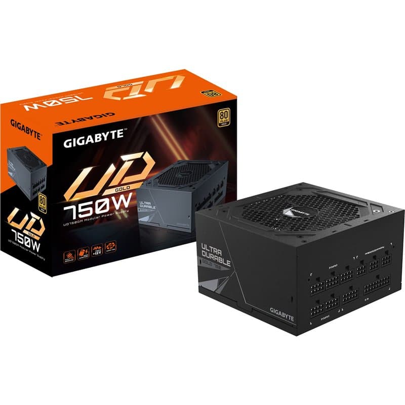 GIGABYTE Unité d'alimentation UD750GM - 750 W, certifié 80 PLUS Gold, condensateurs japonais, entièrement modulaire, ATX 3.0, pr