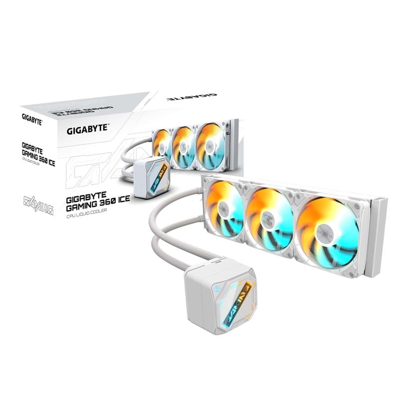 GIGABYTE Gaming 360 Ice Refroidisseur Liquide pour CPU - 3x120 mm Ventilateurs ARGB, Mécanisme d'emboîtement Coulissant, Daisy-C