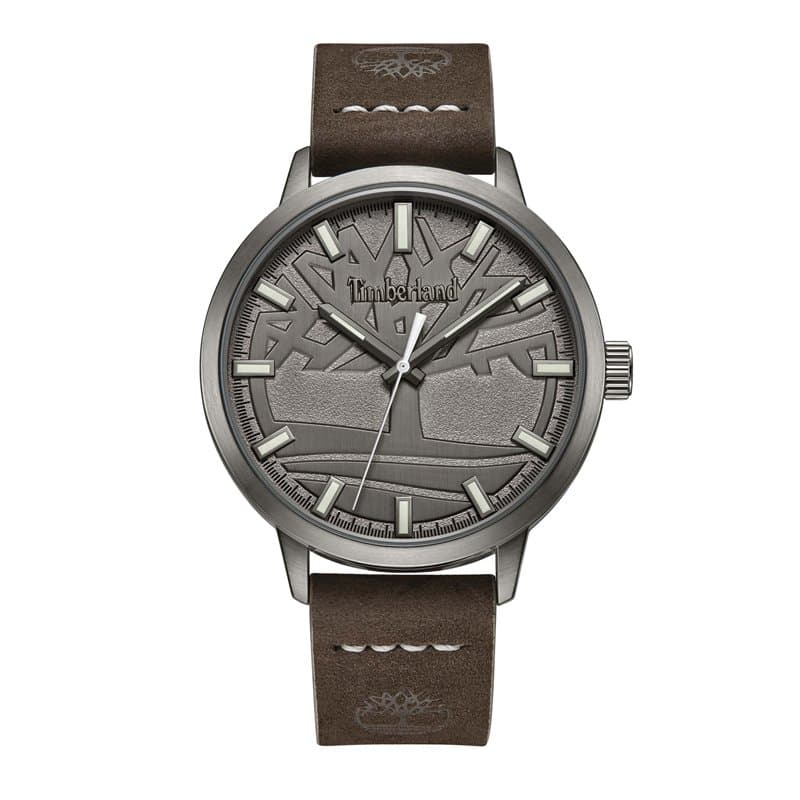Timberland Goffstown Montre analogique 3ATM avec bracelet en cuir marron foncé, marron foncé, Bohème