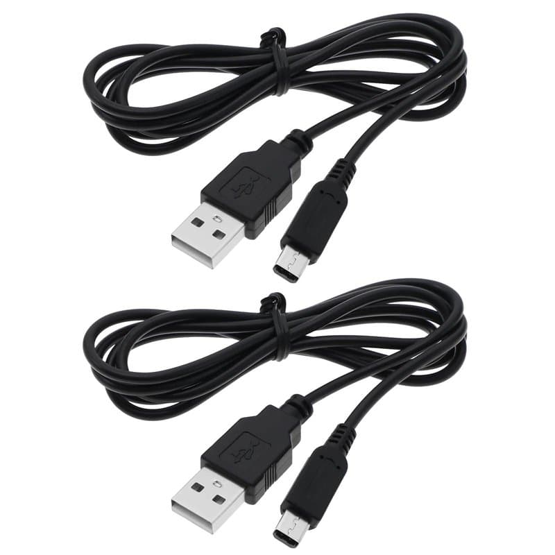 EMSea Lot de 2 câbles de charge USB de rechange compatibles avec Nintendo DSI/3DS/3DS XL/3DS XL/3DS LL Noir