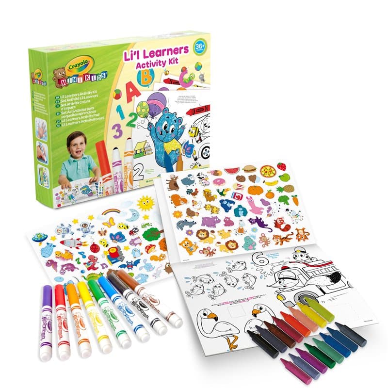 CRAYOLA - Mini Kids, Mon Premier Set Couleurs & Autocollants, avec feutres, Crayons, Stickers Activité créative et Cadeau pour E