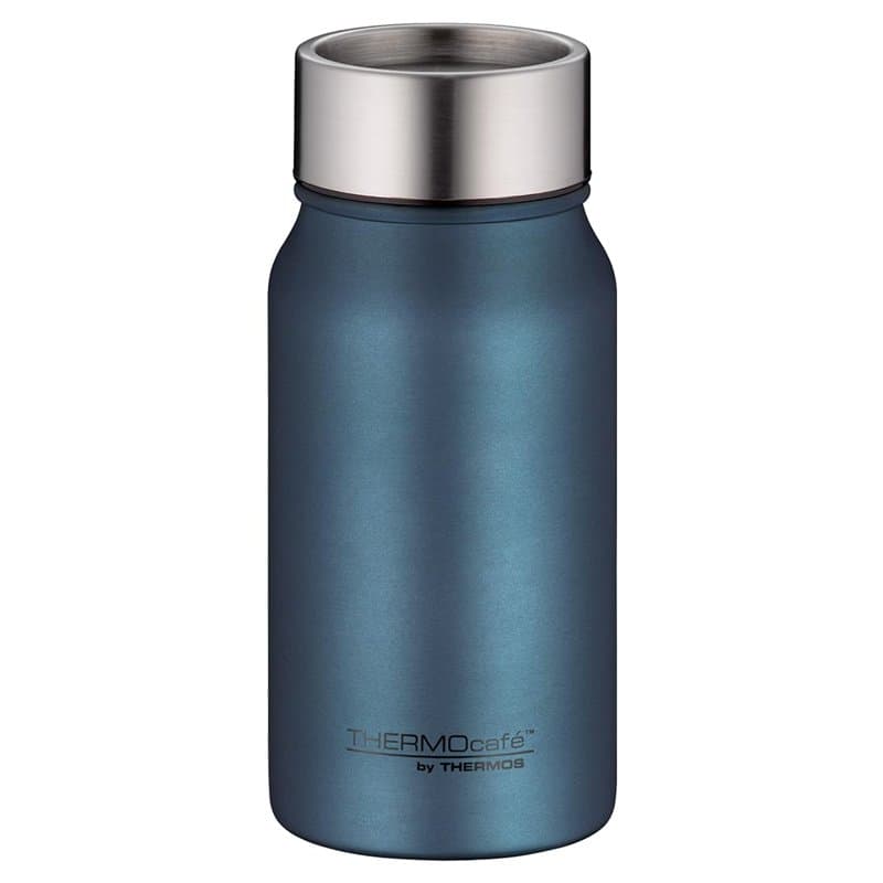 THERMOcafé by THERMOS TC DRINKING MUG Gobelet isotherme, en acier inoxydable, bleu mat, 0,35 l, anti-fuite, 8 heures de chaud pe