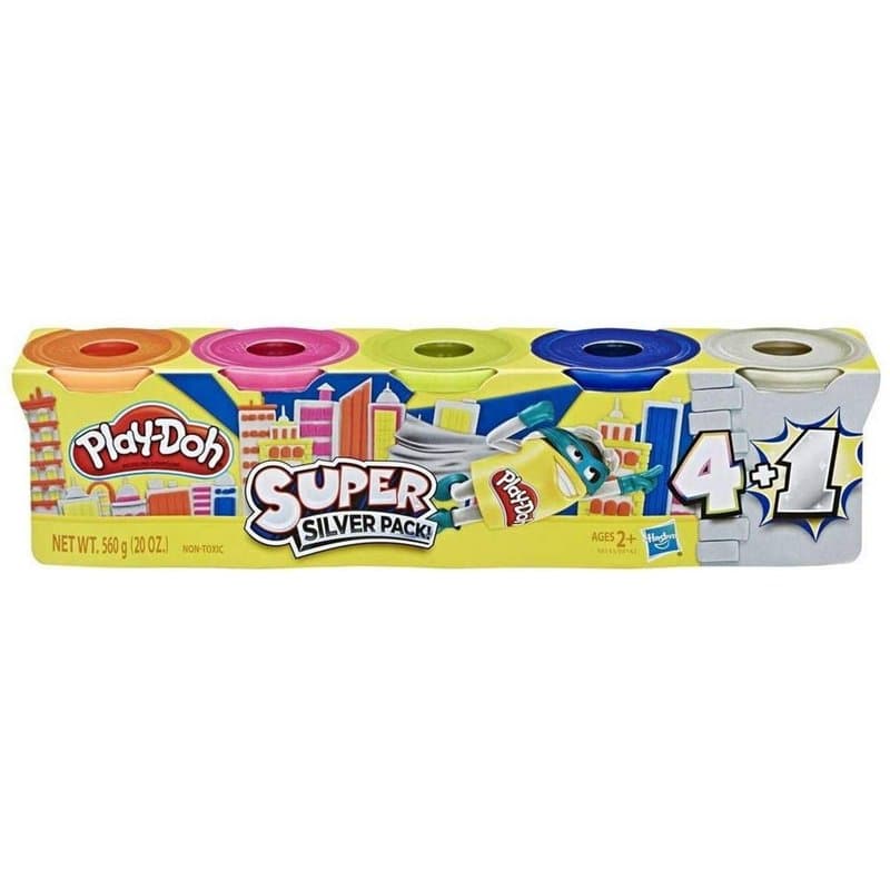 Hasbro- Play-Doh Super Couleur Paquet de 5 Boîtes, Nylon Couleur/A, E8143DC5