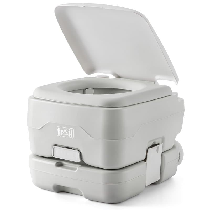 Trail Toilette Portable, Toilette Camping avec Chasse d'eau et Grand Réservoir Détachable (10 L/20 L), Vanne à Guillotine Hygién