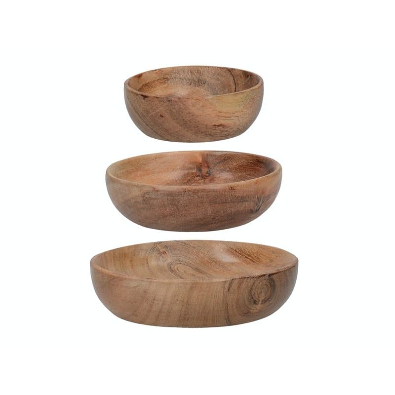 Artesà Saladiers en bois, Plats de service, Assiettes d'apéritif en bois d'acacia, 12.4cm (5« ), 10.2cm (4 »), et 8cm (3"), Lot