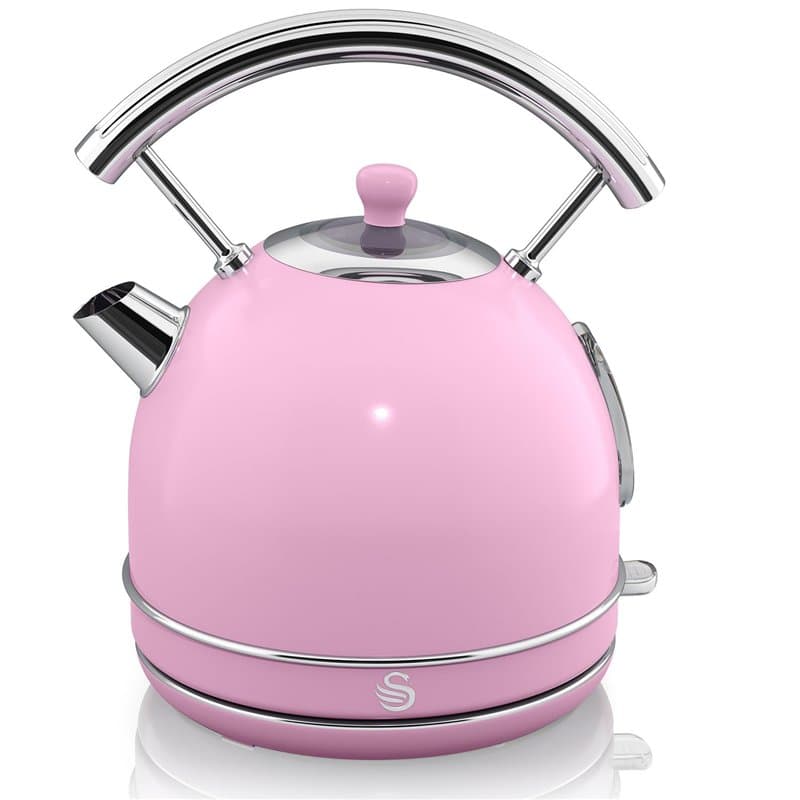 Swan Retro Bouilloire Électrique 1,8 Litre, Design Vintage, Arrêt Automatique Contrôleur Strix, Sans fil, Acier Inoxydable, sans