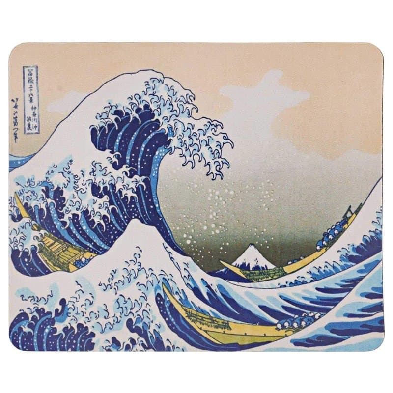 Tapis de Souris pour Ordinateur de Bureau – La Grande Vague de Kanagawa – Design Art Hokusai 21,6 x 17,8 cm – Base en Caoutchouc