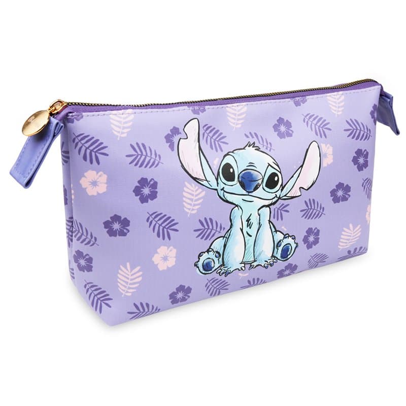 Disney Trousse de Toilette Stitch Pochette Maquillage Voyage Rangement Makeup Bag Vanity Idée Cadeau Fille Ado Femme, Violet, Ta