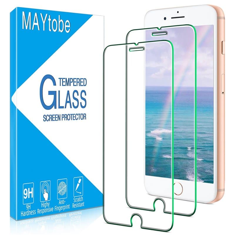 MAYtobe 2 Pièces Verre Trempé pour iPhone 8 Plus, 7 Plus, 6S Plus, 6 Plus, Film Protection écran Sans Bulles, Dureté 9H, Anti-Ra