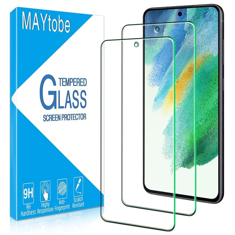 MAYtobe 2 Pièces Verre Trempé pour Samsung Galaxy S21 FE 5G, Film Protection écran Sans Bulles, Dureté 9H, Anti-Rayures, Anti-Em
