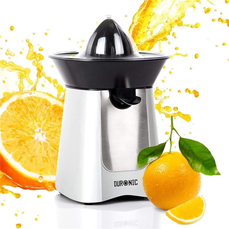 Duronic JE6 SR Presse-agrumes noir de 100 Watts 2 Cônes interchangeables Bec verseur antigouttes Tamis récupérateur de Pulpe Idé