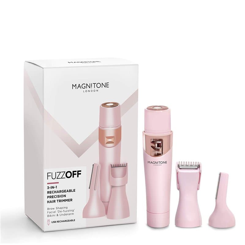 Magnitone FuzzOff Tondeuse de Précision Épilateur 3-en-1 Rechargeable pour Femme pour Visage, Menton, Moustache, Sourcils, Corps