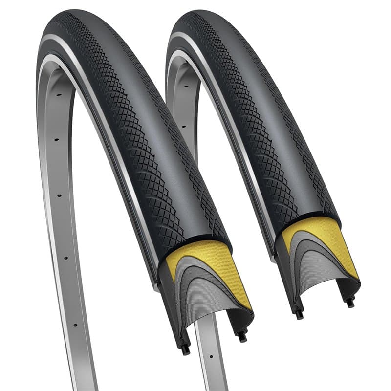 Fincci Pneu Velo 700 x 28c - Paire Réfléchissant Pliable Tire 28-622 avec Protection Anti Creivasion 1mm 60 TPI, pour Route & de