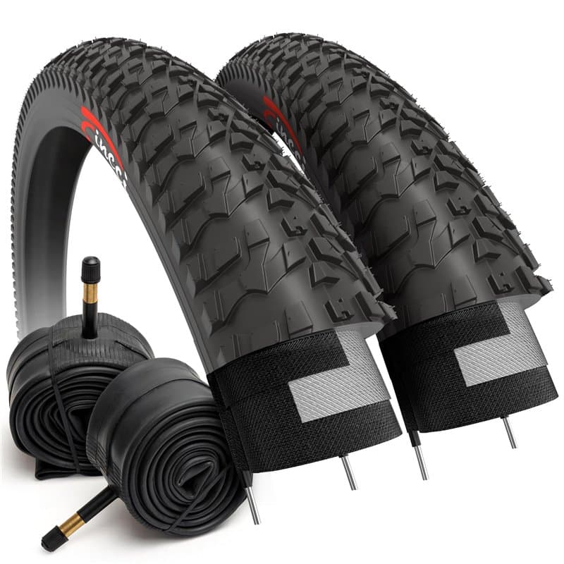 Fincci Lot de pneus de vélo pliables de 20 x 1,95 pouces avec chambre à air Schrader, pneus 53-406 pour enfants, adolescents et