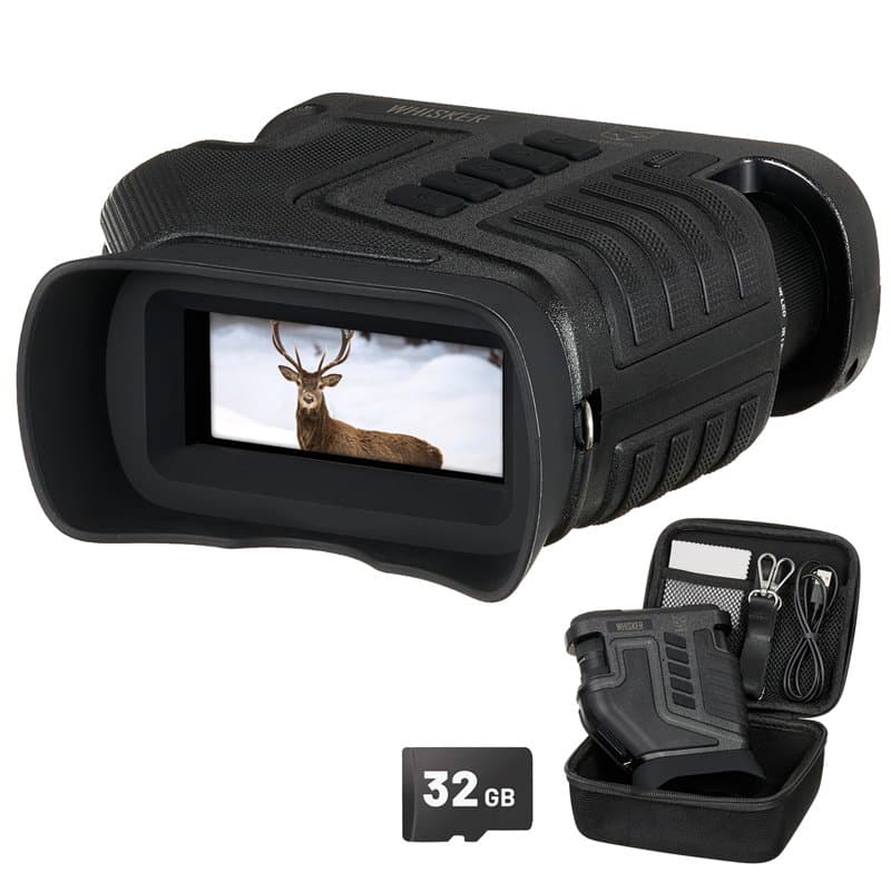 Jumelles de Vision Nocturne Nightfox Whisker | Zoom Optique réglable 1-10x | Portée de 270 mètres | Enregistrement vidéo, Rechar