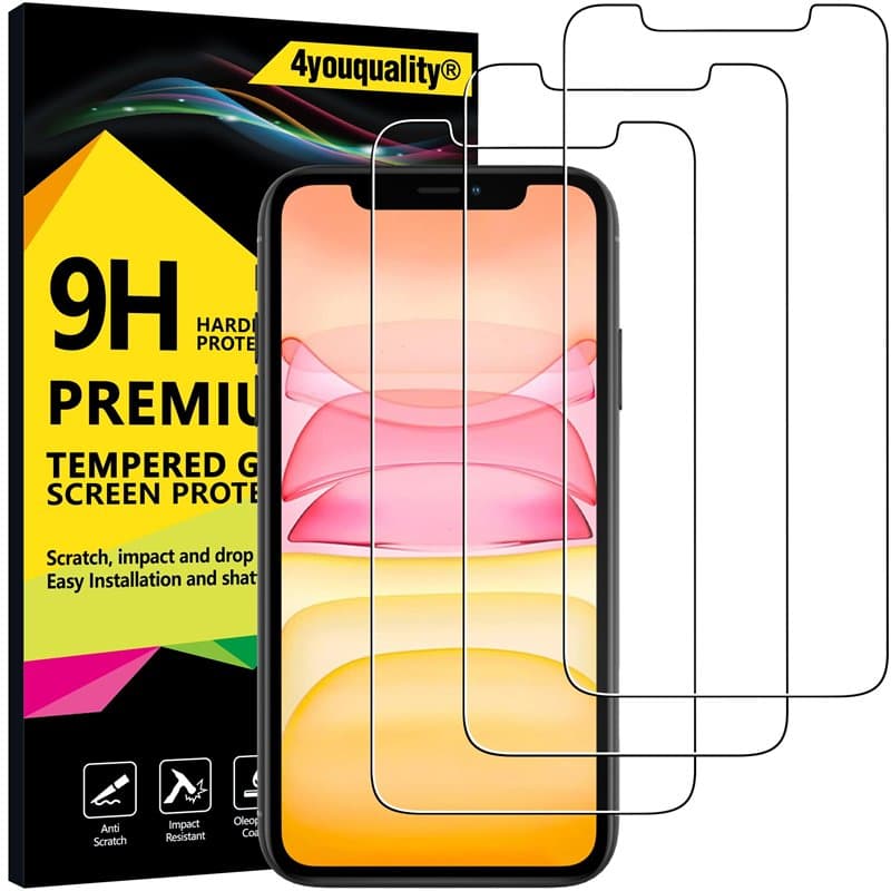 4youquality Lot de 2 films protecteurs d'écran en verre trempé pour iPhone 11 et iPhone XR - anti-rayures (6,1 pouces)