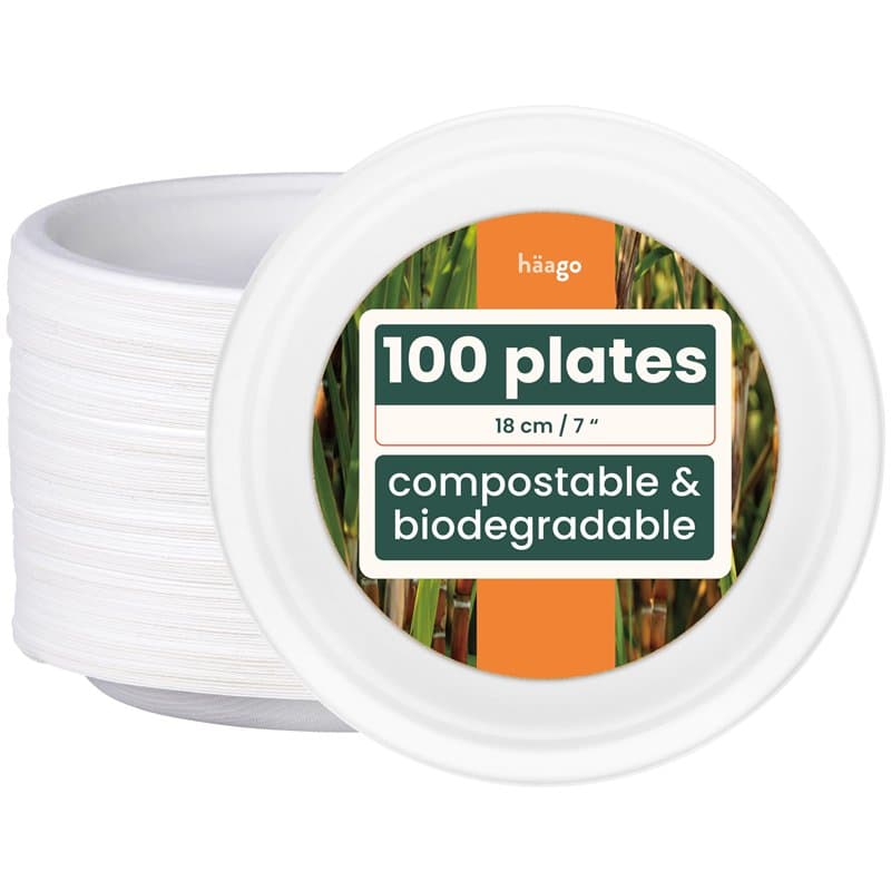 HAAGO 100 Assiettes à Dessert en Forme de Sucre D'orge - Petites Assiettes de Fête - Robustes, Rigides et Imperméables - Ecologi