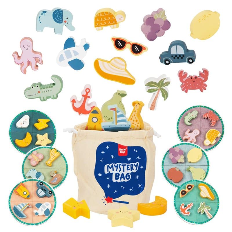 Nene Toys Loto Tactile Touche et Trouve, Jeu de Société pour Enfants dès 3 Ans – Jouet Éducatif en Bois – Divertissement en Fami