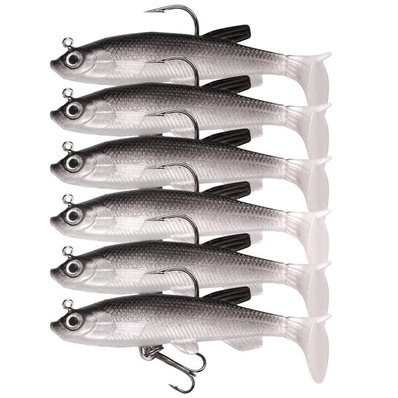 Vesaneae 6pcs Leurres Souples de Pêche, Leurres de Pêches 3D Artificielles à Aspect Réaliste, Appâts de Pêche Souples en Caoutch