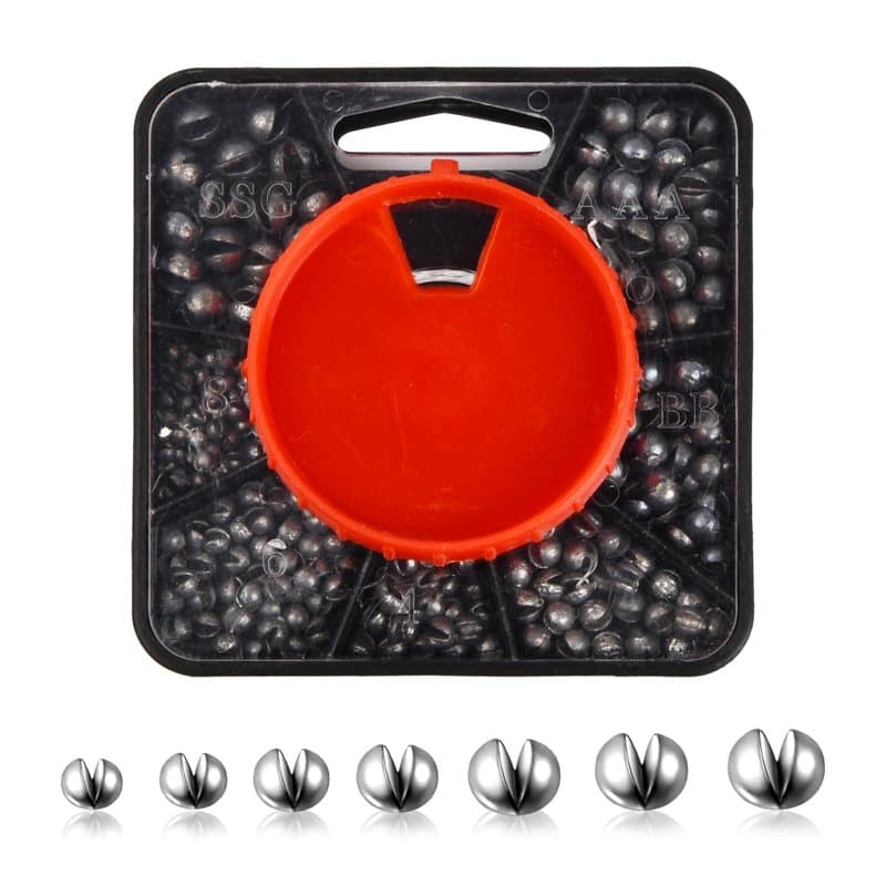 Wisebom Plombs de pêche Boîte Split Shot Plombs 179 Pièces, Plomb Bouche, Accessoires de Pêche avec Boîte, Plombs de Ligne de pê