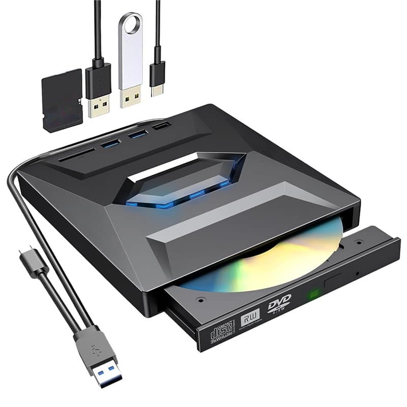Lecteur Externe CD DVD USB 3.0 Type C, Lecteur de CD et DVD et Graveur Externe USB, Compatible avec Windows XP/Vista / 7/8 / 10/
