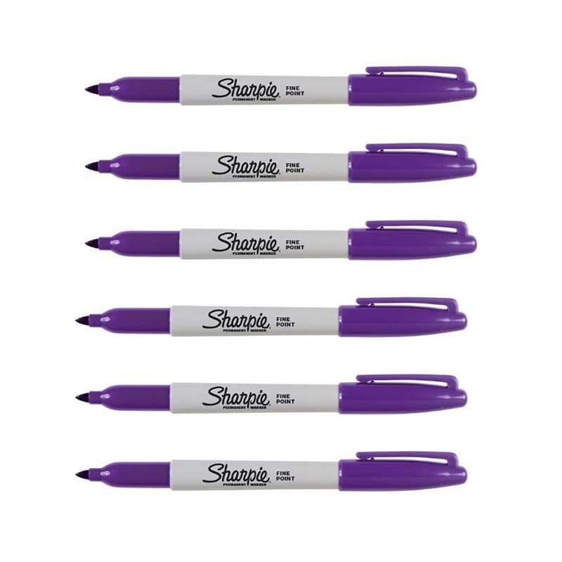 Sharpie Marqueurs permanents, pointe fine, violet, paquet de 6