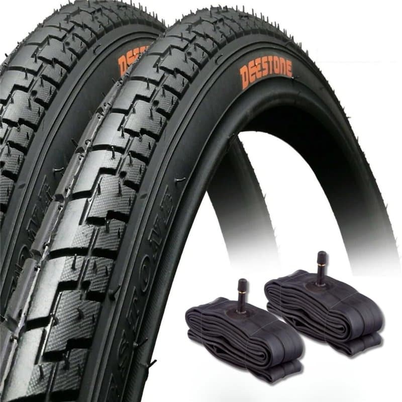 2 pneus noirs 26 x 1,75 (44 – 559) + chambres à air SCHRADER AMÉRIQUE pneus routiers pour VTT moto SLICK