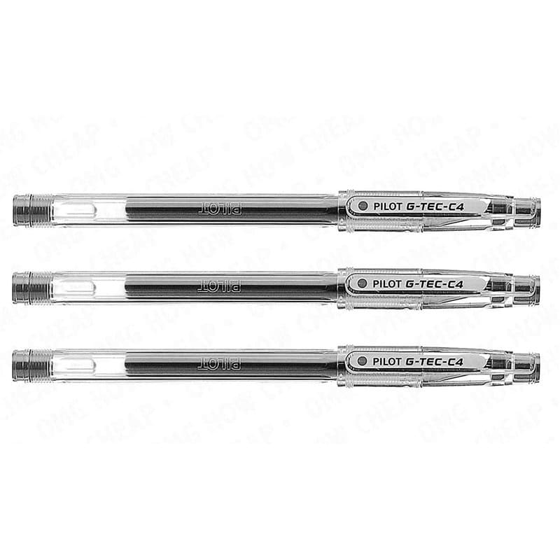 Lot de 3 stylos Pilot G-Tec-C4 gel noir pointe ultra fine 0,4 mm