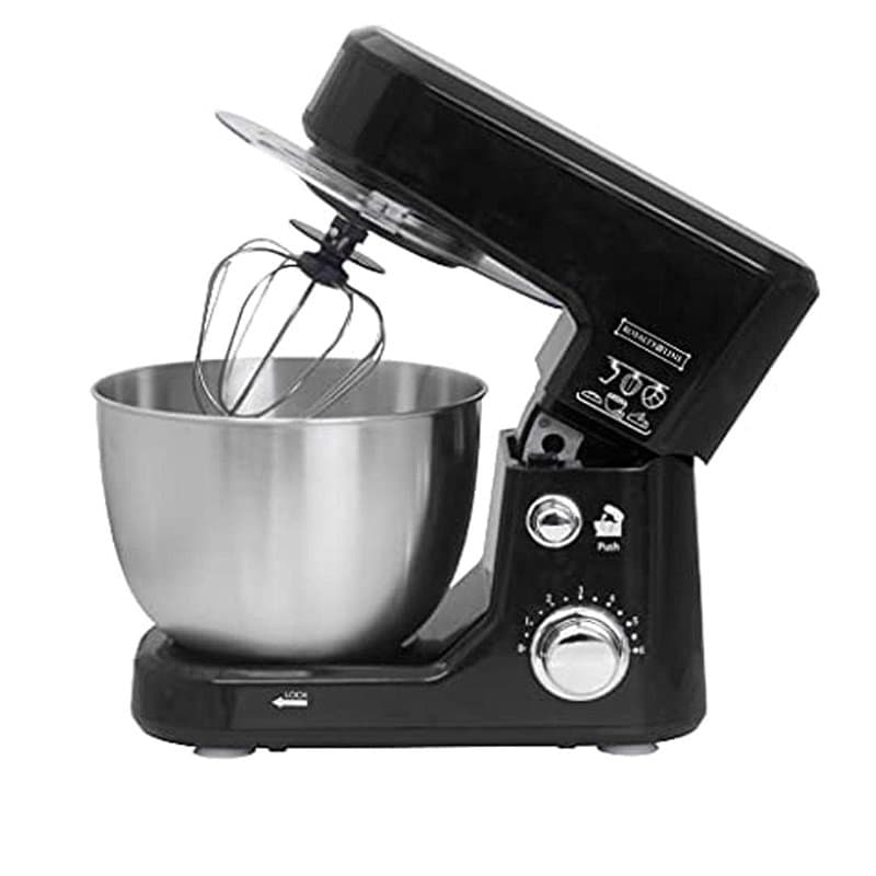ROYALTY LINE, Robot Multifonction 1000W Noir RLPKM7004722S-BLK, Bol en Acier Inoxydable 4L, 6 Vitesses, Accessoires Inclus : Cro