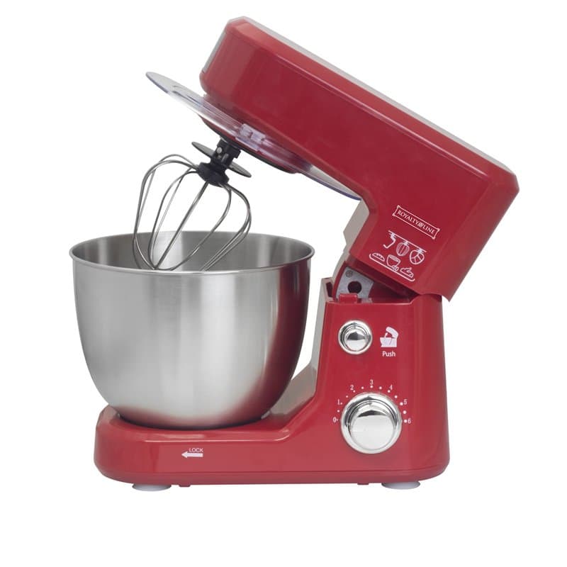 ROYALTY LINE, Robot Multifonction 1000W Rouge RLPKM7004722S-RED, Bol en Acier Inoxydable 4L, 6 Vitesses, Mouvement Planétaire, A