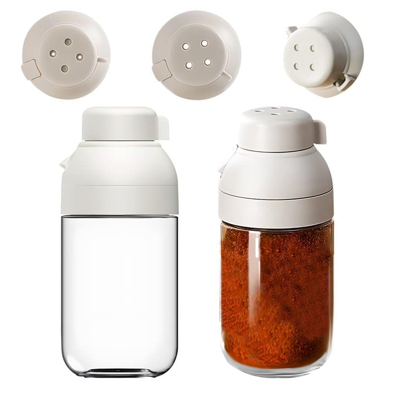 LELE LIFE Lot de 2 distributeurs de sucre en verre avec 2 trous réglables et bec verseur, distributeur de sucre pour café, sucri