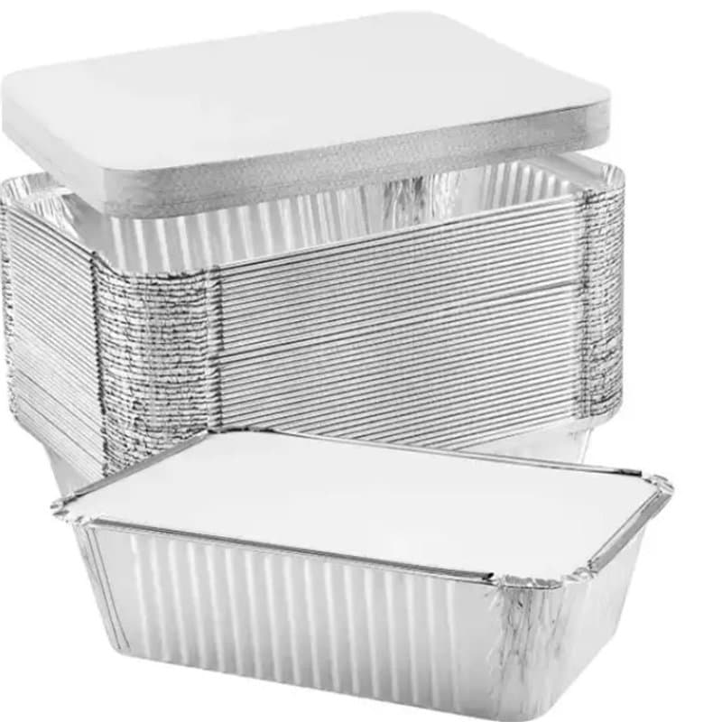 outihome Barquette Aluminium avec Couvercle Cartonné 1500 ml, Lot de 50 Pièces, Barquette Alimentaire Jetable Adapté pour Cuisso
