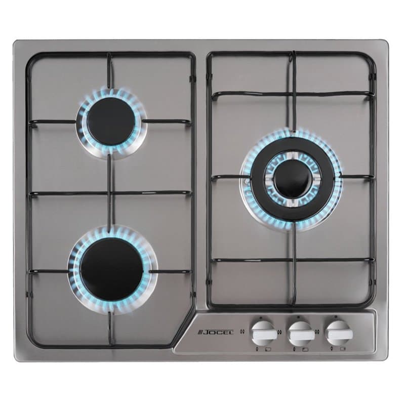 Jocel Plaque de cuisson au gaz encastrable, 3 feux, inox JP3GI008930