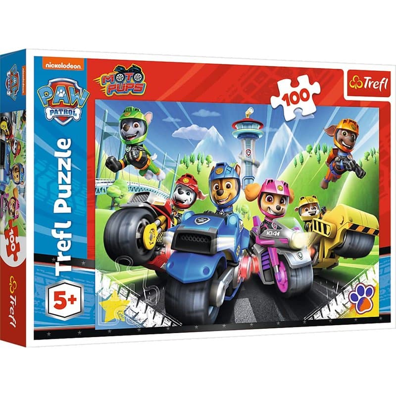 Trefl- Paw Patrol Impression de Haute Qualité pour Les Enfants à partir de 5 Ans, 16430, Pat' Patrouille aux Motos Puzzle 100 Pi