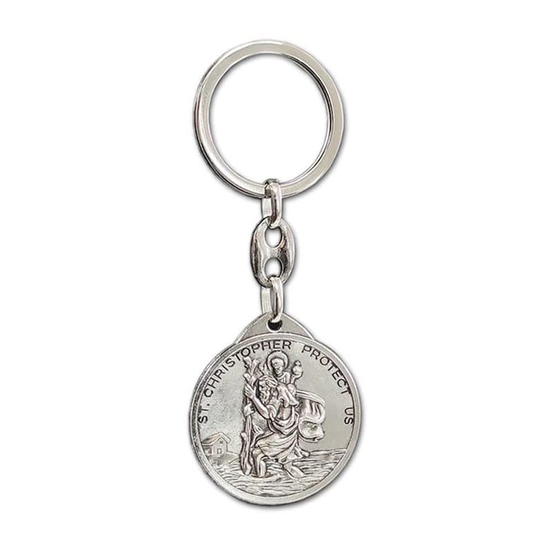 Avisa Porte-clés en acier inoxydable - 'St.Christopher / St.John Paul II' (Argent) - Double-face 'V2'