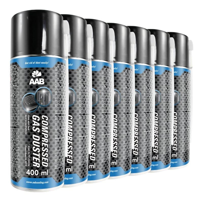 7 x AAB Bombe Air Sec 400ml, Bouteille Air Comprimé, Nettoyage des Ordinateurs, Dépoussiérant en Spray, Enlever la Poussière, Sa