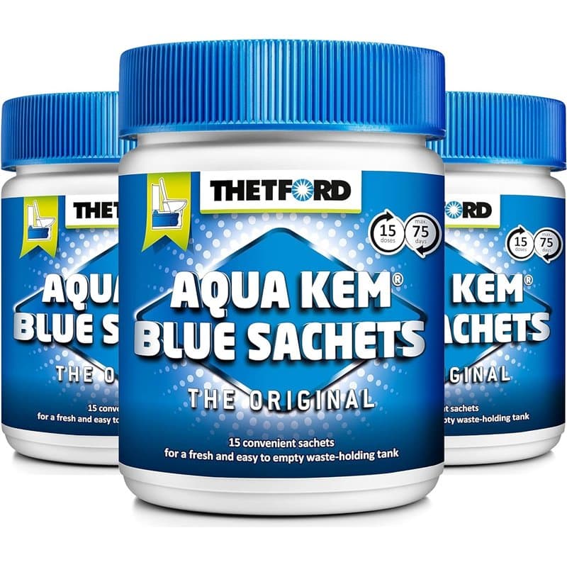 Thetford LOT 3 X Aqua KEM Blue SACHETS WC Chimique Entretien Caravane Toilettes Produit Adulte Unisexe, Bleu, Grand