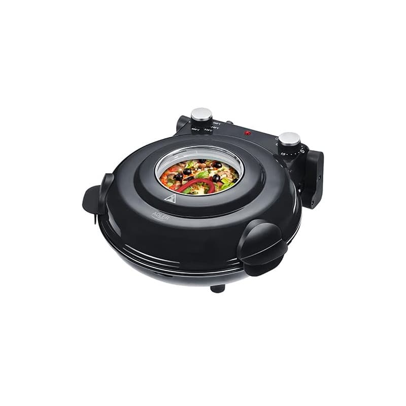 Adler Four à pizza électrique AD 6314, 40 cm, cuisson express, contrôle de température jusqu'à 400 °C, minuteur 15 min, noir, av