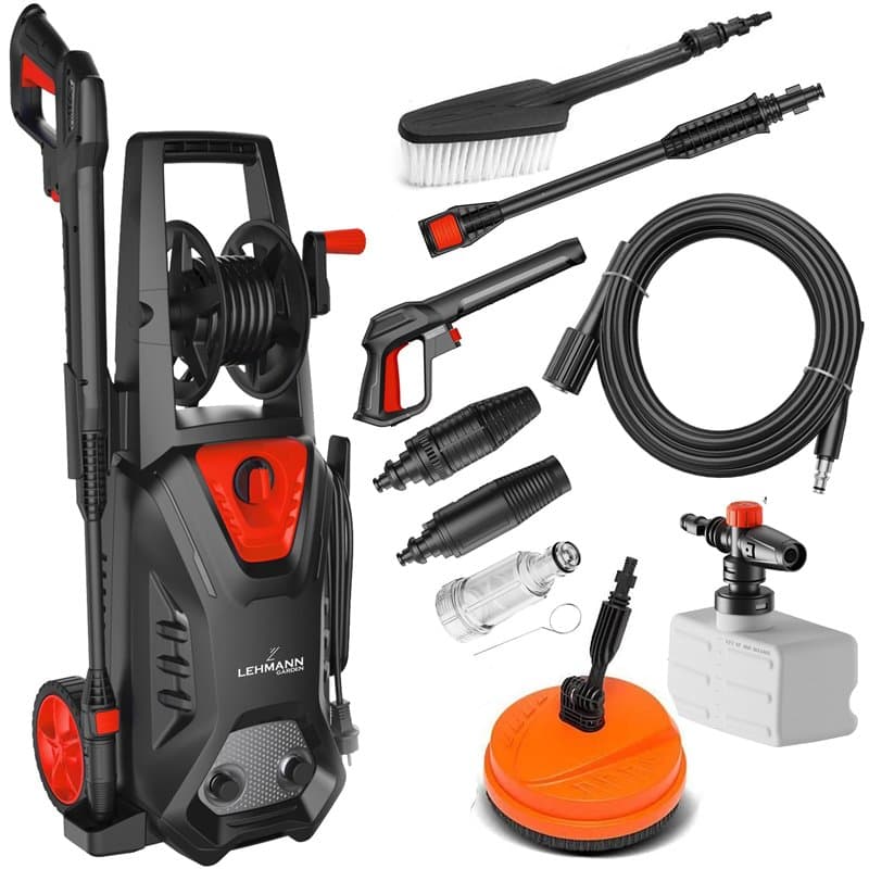 Lehmann Hudson Nettoyeur Haute Pression avec Pompe en Aluminium, 1800 W, Pression Max. 220 Bar, Débit 450 l/h, Kit D'accessoires