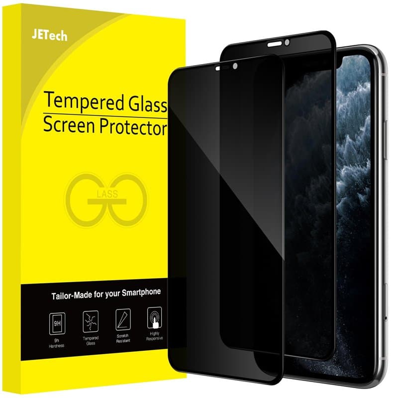 JETech Protection d'Écran Anti-Espion pour iPhone 11 Pro/X/XS 5,8 Pouces, Couverture Complète Film en Verre Trempé, Compatible C
