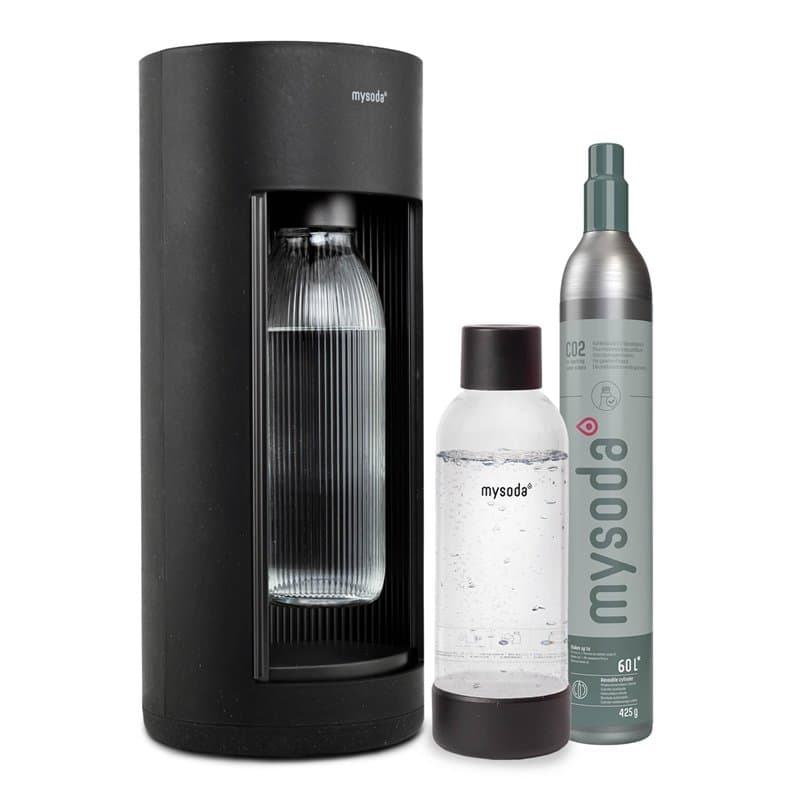 Mysoda : Glassy - Machine à eau pétillante en composite de bois avec 1 bouteille de gazéification en verre d'1 L, un bouteille e