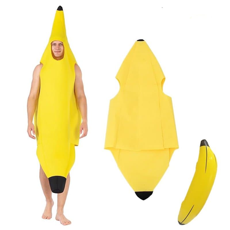 SYTTNUM Costume Banane Pour Adultes,Banane Gonflable 60cm,Costume De Banane Amusant,Tenue De Fruits Unisexe Amusante Fêtes Et Év